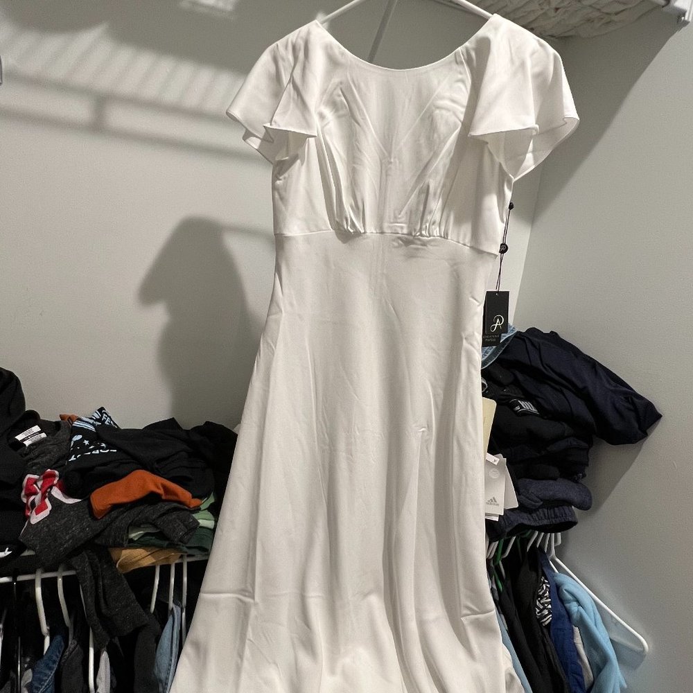 Adrianna Papell - Sleeveless Satin Crepe Ruffle Dress In Ivory